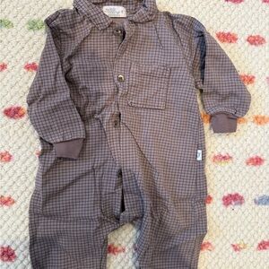 My Little Cozmo Brown Checkered Baby Onesie